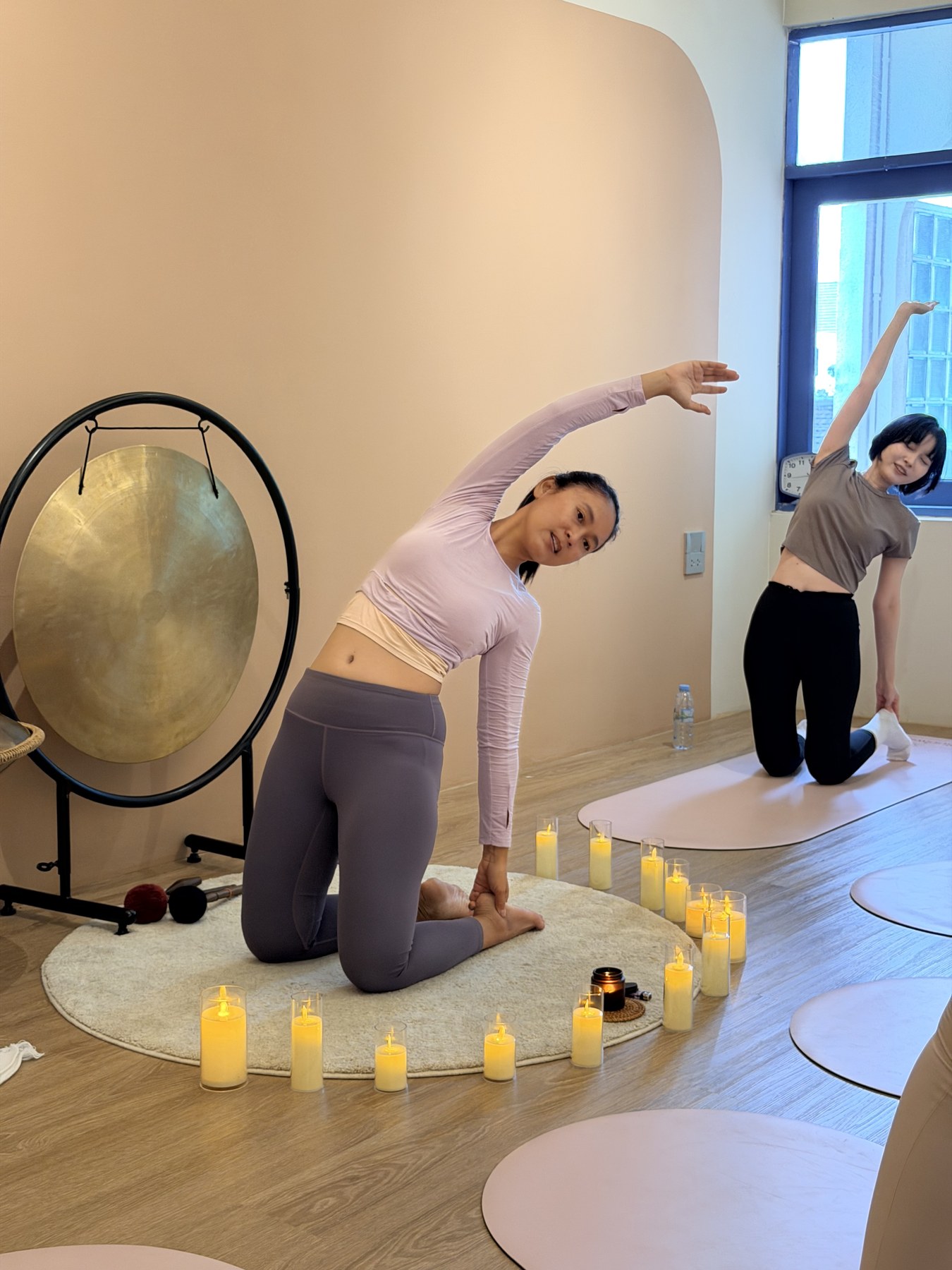 Guests practicing yoga together