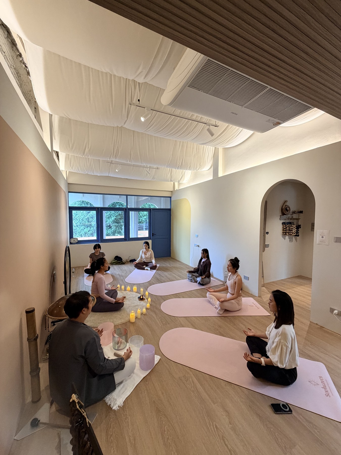 Guests gathered for sound healing