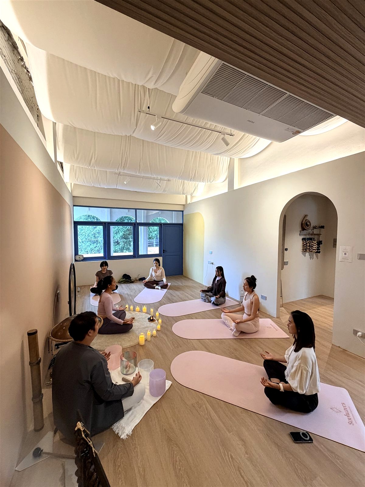 A moment from a Soulwaves yoga or sound healing class