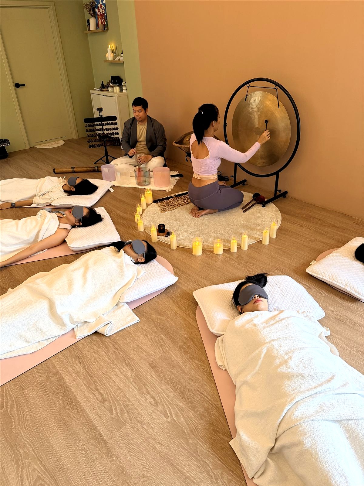 A moment from a Soulwaves yoga or sound healing class